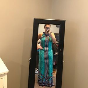 Bisou bisou green/teal maxi with pattern - nwt!